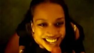 Sexy black GF gives blowjob and gets facial porn video